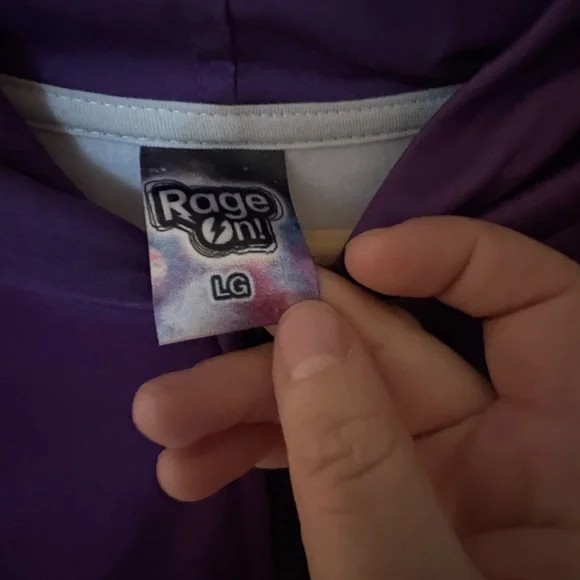 Rage On! Large Waluigi Purple Hoodie with Unique Logo - Picture 3 of 3